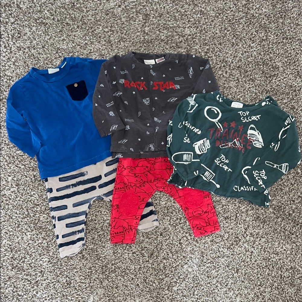 Baby Zara Tops and Pants Five Piece Bundle Set